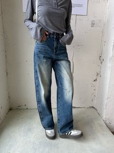 Jeans <span class=keywords><strong>Larghi</strong></span> Blu da Donna YUANBOFEI, <span class=keywords><strong>Pantaloni</strong></span> Denim a Vita Alta <span class=keywords><strong>con</strong></span> Gamba Larga, Orlo Ripiegato e Dettaglio a Righe, <span class=keywords><strong>Pantaloni</strong></span> <span class=keywords><strong>Larghi</strong></span> da Strada - Product Image 2