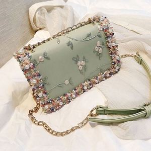 I-0390 Bolso de Mano de Moda para Niñas, Verano, Otoño, Invierno, Elegante, con Bordado de Caramelo, PU, Correa Única, Mini Bolso Bandolera con Cadena y Cierre - Product Image 4