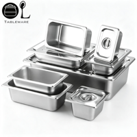 Plat de service GN en acier inoxydable SUS201 Oulu 1/4*20CM de profondeur, compatible avec les cuisines commerciales et le transport de denrées alimentaires