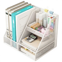 Organisateur de documents en métal, support de rangement de bureau multi-niveaux pour le rangement des manuels scolaires sur le bureau des étudiants