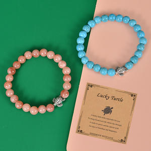 Pulsera de Cuentas de Amazonita de 8mm con Diseño de <span class=keywords><strong>Tortuga</strong></span>, para el Verano, Playa, Amuleto de la Suerte, para Aniversario - Product Image 2