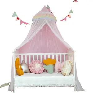 Decorative Baby Canopy Princess Mosquito Net Kids Bed Canopy With Rainbow Lace