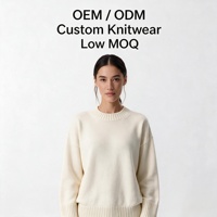 Pull en maille côtelée à col rond et manches longues pour femme, coupe décontractée, tricot pour l'automne et l'hiver, OEM ODM, faible MOQ