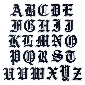 تصميم جديد قوطي 26 أبجدية حديد أبيض أسود أحمر على بقع حروف تطريز حديد مطرز مخصص على بقع للملابس - Product Image 5