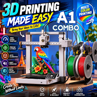 Imprimante 3D FDM PLA industrielle A1 Combo entièrement automatique, haute vitesse, multicolore, avec système de nivellement, état neuf