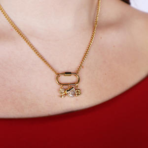 Collier en acier inoxydable plaqué or 18 carats pour femme Pendentif Lettre d'amour <span class=keywords><strong>Coeur</strong></span> Cupidon Ange Accessoires <span class=keywords><strong>de</strong></span> mode - Product Image 4