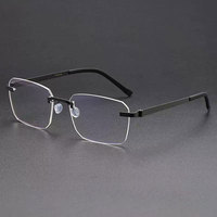 Lunettes de vue rectangulaires en titane sans monture, verres optiques sans bords, monture carrée, adaptées aux visages en forme de losange, pour hommes et femmes