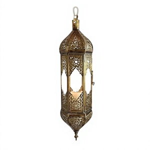 Décoration suspendue, porte-bougie en métal, designs personnalisés, lanterne, décoration pour l'Aïd et le Ramadan, lanternes de style marocain pour la maison - Product Image 1