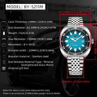Montre mécanique automatique pour homme Benyar 5211 avec affichage de la date, bracelet élégant en acier inoxydable, étanche