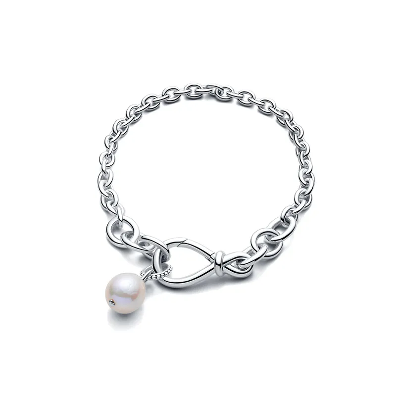 LR 925 Sterling Silver Freshwater Pearl Charm Chain Bracelet Trend 2022 Women's Jewelry Fashion Glamour Korean Style Symbol