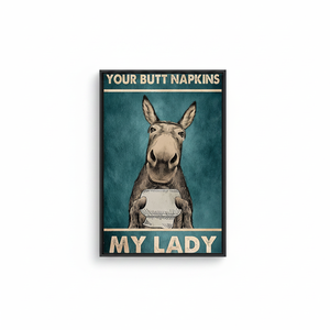 Printed Canvas: Rustic Farmhouse Art - 'Your Butt Napkins, My Lady',<b>BLACK</b> <b>FRAMED</b> CANVAS - Product Image 2