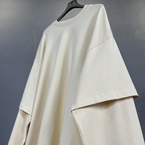 เสื้อยืดแขนยาวคอกลมแขนยาวสำหรับผู้ชายเสื้อครอปทรงโอเวอร์ไซส์ - Product Image 5
