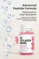 Oursons gélifiés au collagène végétalien pour adultes, saveur fruitée, complément nutritionnel quotidien, complément santé, marque privée, fabricant sur mesure