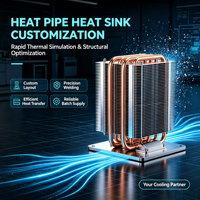 Dissipateur thermique en aluminium à ailettes empilées avec tube de cuivre 260*170*70mm, usinage CNC personnalisé, pour carte mère de contrôle industriel