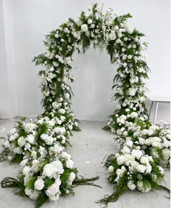 Dernière collection : Housse d'arche de mariage en U de haute qualité, blanche et verte, avec fleurs artificielles, toile de fond florale pour la décoration d'événements de mariage - Product Image 1