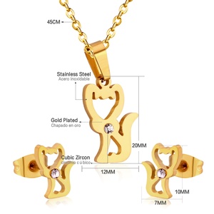 Popular Gold Plated square Stainless Steel Bridal Brand <b>Stud</b> <b>Earring</b> Women Jewelry <b>Set</b> - Product Image 2