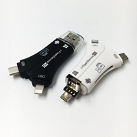 Lector de tarjetas inteligentes múltiples 4 en 1 USB Flash Drive 256GB Blanco/Negro para OTG Pen 128GB Tipo-C Memory Stick externo para iPhone