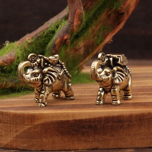 Brass <b>Elephant</b> Ornament 2Pcs Feng Shui Wealth Charm For Home Office Desk <b>Decor</b> - Product Image 2