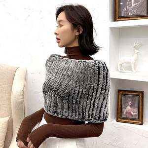 Ladies Bất Rex Thỏ Đàn Hồi Lông Snood Khăn Choàng Khăn Quàng Dệt Kim Lông Thỏ Snood Dệt Kim Rex Thỏ Snood - Product Image 1