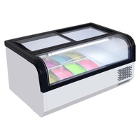 Vitrine Commerciale de Comptoir pour Crèmes Glacées et Yaourts avec Verre Anti-Buée, Congélateur pour Sucettes Glacées Rigides