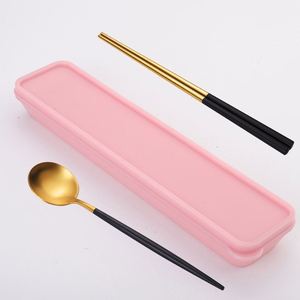 Vaisselle portable d'extérieur en acier inoxydable pour commande d'usine, avec logo personnalisé, couverts, baguettes, cuillères et emballage extérieur - Product Image 2