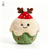 Coussin en peluche de Noël en forme de cupcake, brodé avec un visage qui cligne, coussin décoratif doux pour la maison, le canapé, ou comme cadeau de fêtes