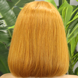 FH #30 Linen Colored Straight Human Hair Bob <b>Wigs</b> 13x4 Transparent Lace Frontal Vietnamese Hair <b>Short</b> <b>Wig</b> - Product Image 4