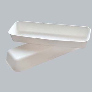 Barquettes jetables en pulpe de canne à sucre pour hot-dogs, saucisses, plats à emporter, pique-niques, vaisselle biodégradable en papier - Product Image 1