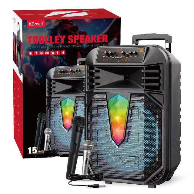 KTS  Wireless  Portable Outdoor  Dj Party  BT Multifunction Trolley Speaker  with TWS&FM&USB 15 Inch KTS-2071 Factory Price