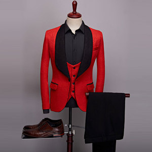 Conjunto de chaqueta y pantalones para <span class=keywords><strong>hombre</strong></span>, chaqueta y pantalón de boda, estilo clásico Jacquard, para novio, esmoquin, chal, trajes de solapa - Product Image 4