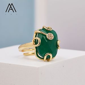 Hình Dạng Hình Bầu Dục Mặt Cắt Pha Lê Nhẫn Vàng Màu Trang Sức Với Claw Thiết lập Inlay - Product Image 3