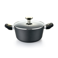 Casserole en aluminium forgé épais antiadhésive avec couvercle en verre, poignée amovible en bakélite, compatible four et induction