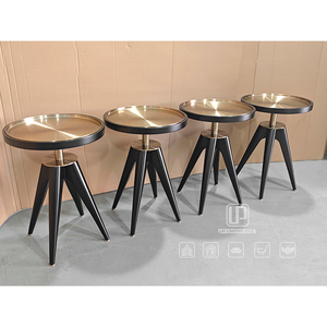 Foshan Hotel Home Living Room Furniture Stand <b>Black</b> and Gold Counter Round Wooden <b>Bar</b> <b>Stools</b> & Ottomans Foshan <b>Stools</b> & Ottomans - Product Image 3