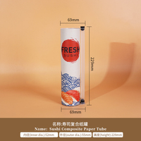 Tube en carton biodégradable de qualité alimentaire pour sushis, prêt à l'emploi, avec système push-up