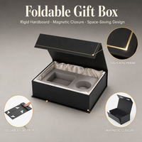 Boîte cadeau magnétique de luxe avec logo personnalisé, finition brillante, pliable, rigide, pour cadeau de mariage, emballage de bijoux