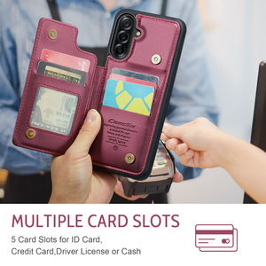 เคสหนังมีกระเป๋าเงินพร้อมดีไซน์กันกระแทกและช่องเสียบบัตร-เคสฝาพับแม่เหล็กสำหรับ <span class=keywords><strong>Samsung</strong></span> A56/<span class=keywords><strong>55</strong></span>/54 - Product Image 5