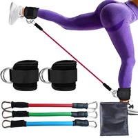 Sangle de cheville fitness à 2 boucles pour entraînement des jambes et des hanches, avec anneau de pied, sangle de contention pour leggings, bande de résistance en élastomère thermoplastique pour le corps