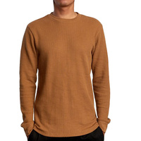 LMY033 Chemise thermique à manches longues pour homme, tricot gaufré, ourlet arrondi