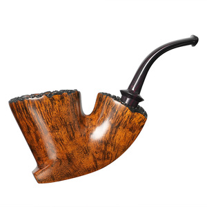 Muxiang Briarwood Handmade Pipe Bent Type With Vulcanized Rubber Mouthpiece Tobacco Pipe For Men - Product Image 5
