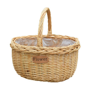 Willow Woven <b>Basket</b> Oval <b>Storage</b> <b>Basket</b> With Cloth Lining For Fruits <b>Vegetables</b> Books Magazines Clothes - Product Image 5