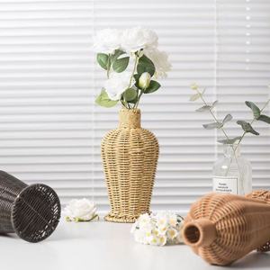 <span class=keywords><strong>Vase</strong></span> à fleurs en <span class=keywords><strong>rotin</strong></span> plastique tressé à la main, support floral décoratif de table <span class=keywords><strong>pour</strong></span> fleurs séchées et artificielles, décoration <span class=keywords><strong>pour</strong></span> la maison, les mariages et les fêtes - Product Image 3