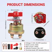 Kit d'interrupteur d'isolement de batterie 200A 24V, interrupteur de coupure de courant de batterie, bouton métallique avec support de verrouillage pour bateau, camping-car, camion, voiture