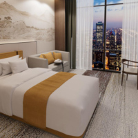 Meubles de chambre à coucher d'hôtel cinq étoiles en bois massif moderne, design durable et écologique, tailles/couleurs personnalisées, usage commercial