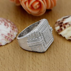 Contemporary 925 Sterling <b>Silver</b> Moissanite Statement Ring with Precision Pave Stone Work for Trendy Fashion Styling - Product Image 6