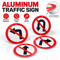 Panneau de signalisation routière rond en aluminium résistant aux intempéries, personnalisé, interdisant les retours en U, les virages à gauche et à droite, et les passages directs pour routes urbaines et municipales