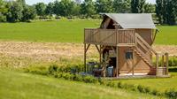 Grande tente de chasse en bois de luxe familiale, loft à deux étages, tente safari avec salle de bain