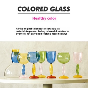 Copa de Vino Tinto de Lujo Minimalista Moderna Hecha a Mano, Decantador Creativo de Vidrio de Borosilicato de Alta Calidad, Copa de Vidrio de Color - Product Image 2