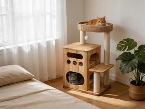 Wholesale Luxury Solid Wood Storage Tower OEM ODM Custom Logo Sisal Scratching Post Handwoven Basket Easy Clean Waterproof - Product Image 2