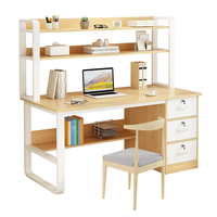 Bureau d'étude en métal pour étudiants avec tiroir, étagère à livres, surface en bois, taille personnalisée, grand bureau stable pour ordinateur à domicile