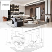 Servicio de Renderizado 3D de Diseño de Interiores de Villas Modernas